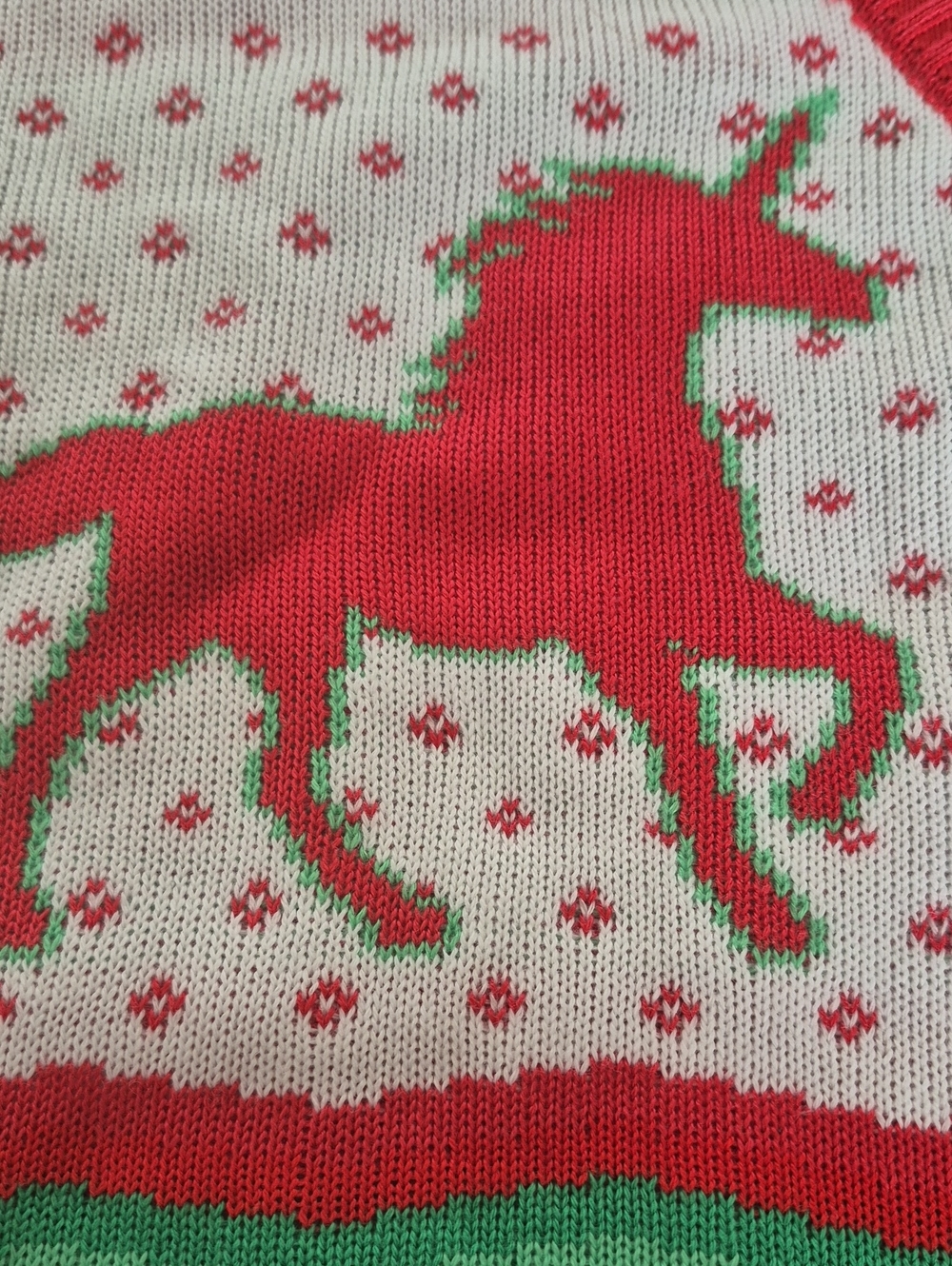 Tipsy Elves Red, Green & White Unicorn Holiday Cardigan - Picture 16 of 16